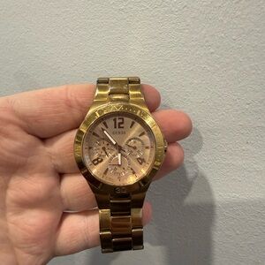Guess Gold-Tone Watch with Rose Dial